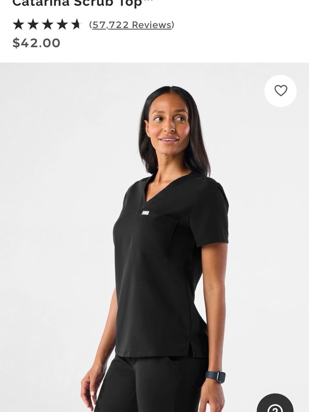 Figs Black Catarina Short Sleeve Scrub Top